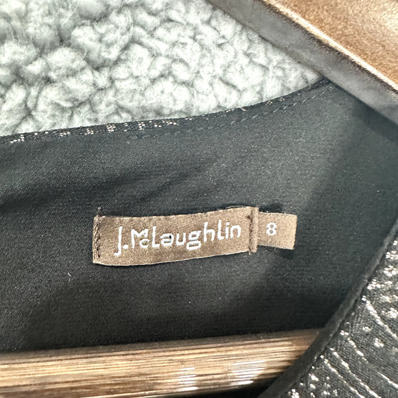 J. McLaughlin Sheath Dress Women 8 Black Jacquard Metallic Sleeveless Glam Event - Picture 3 of 8